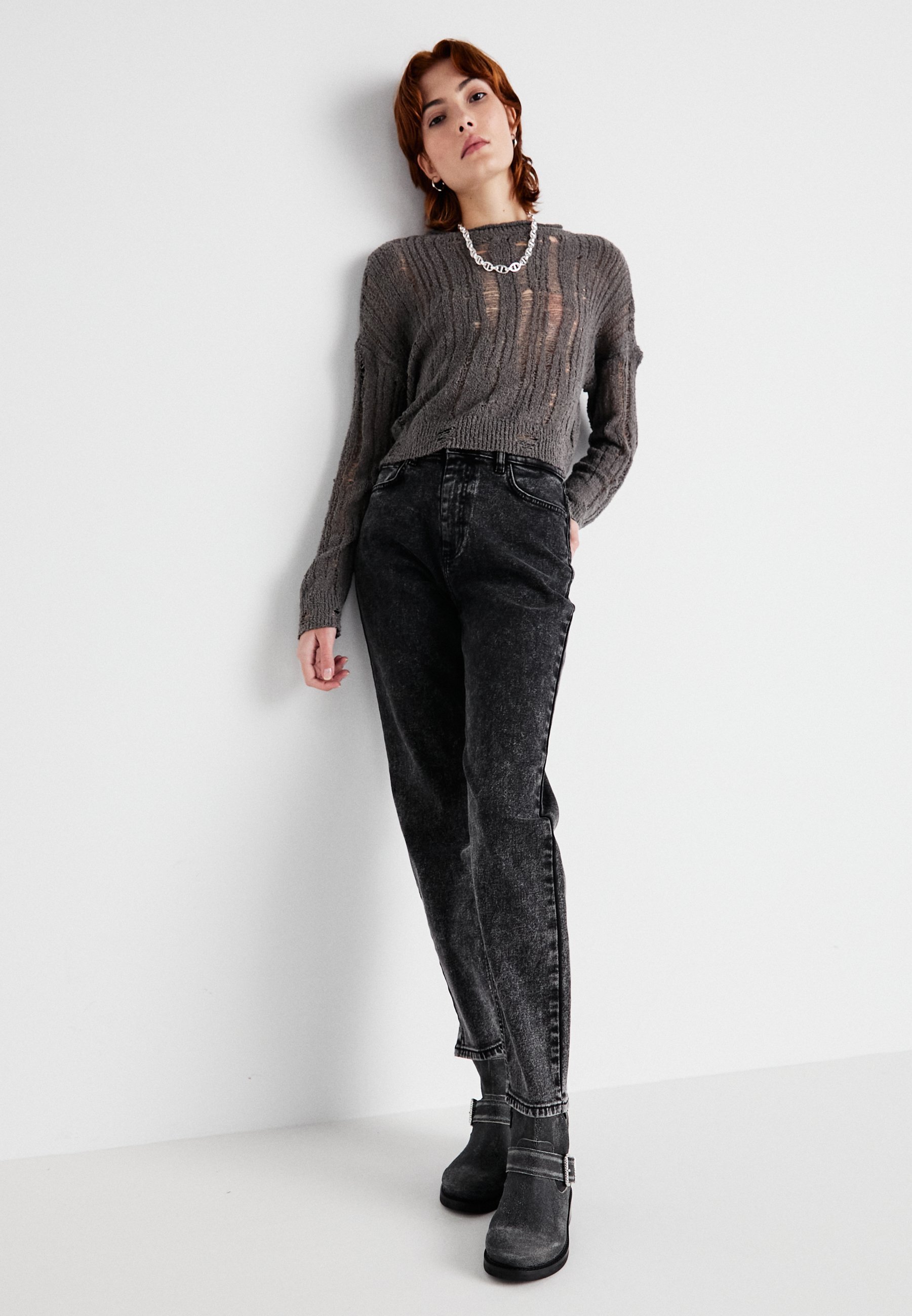 Noisy May NMMONI - Relaxed fit jeans - donkergrijze denim