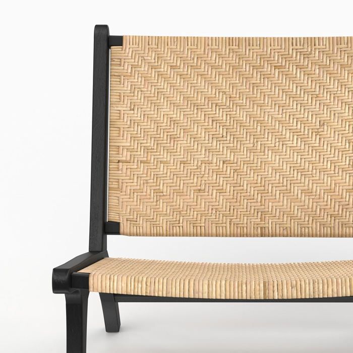 Sessel aus schwarzem Teakholz und Chevron-Rattangeflecht – Kilka – Rendez-Vous Déco