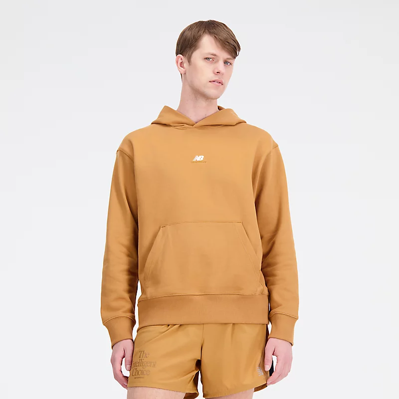 Hoodies voor heren van French Terry met atletiekprint - TOBACCO