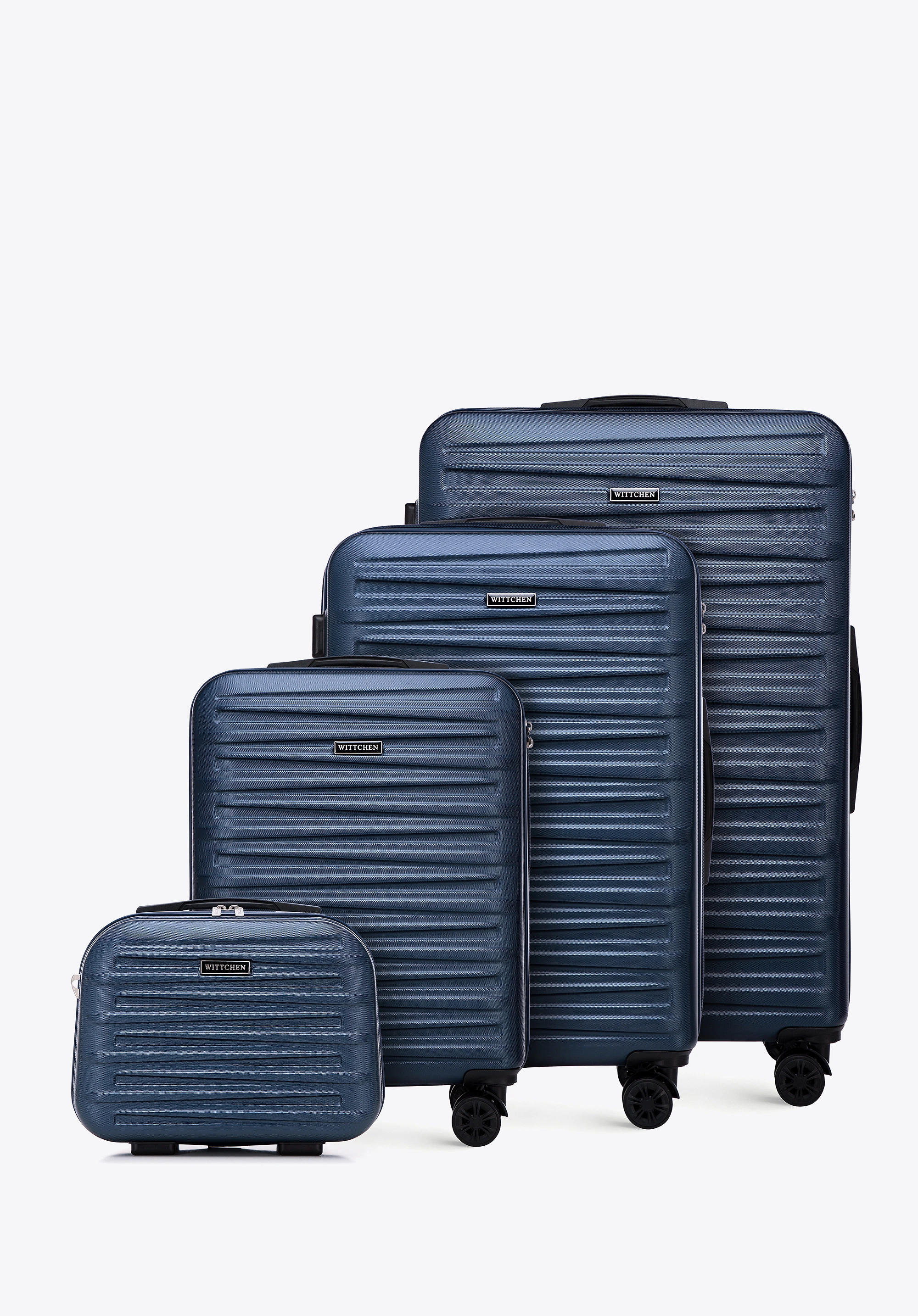 Komplet walizek z ABS-u w poziome tłoczenie granatowy