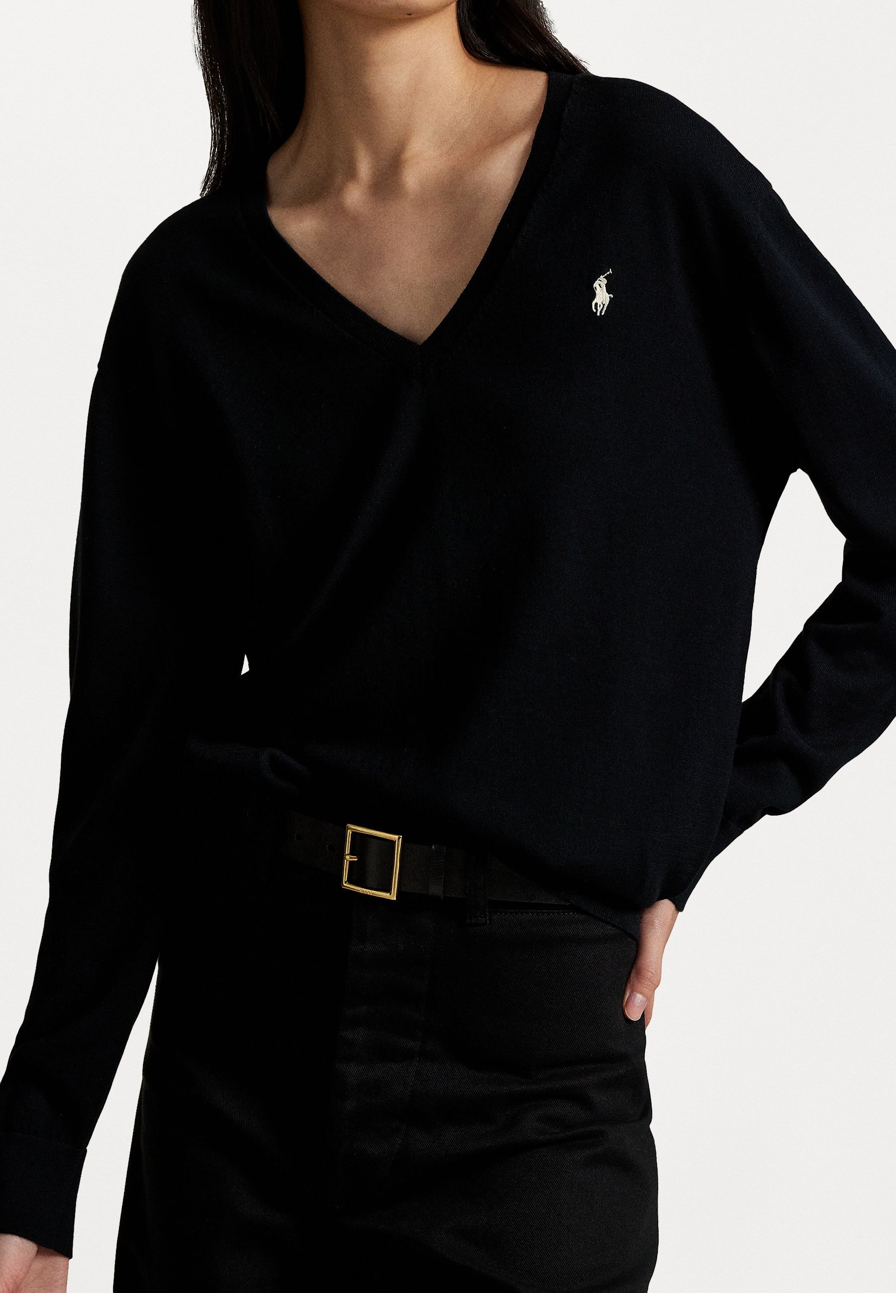 Polo Ralph Lauren Baumwollpullover mit V-Ausschnitt - Schwarz