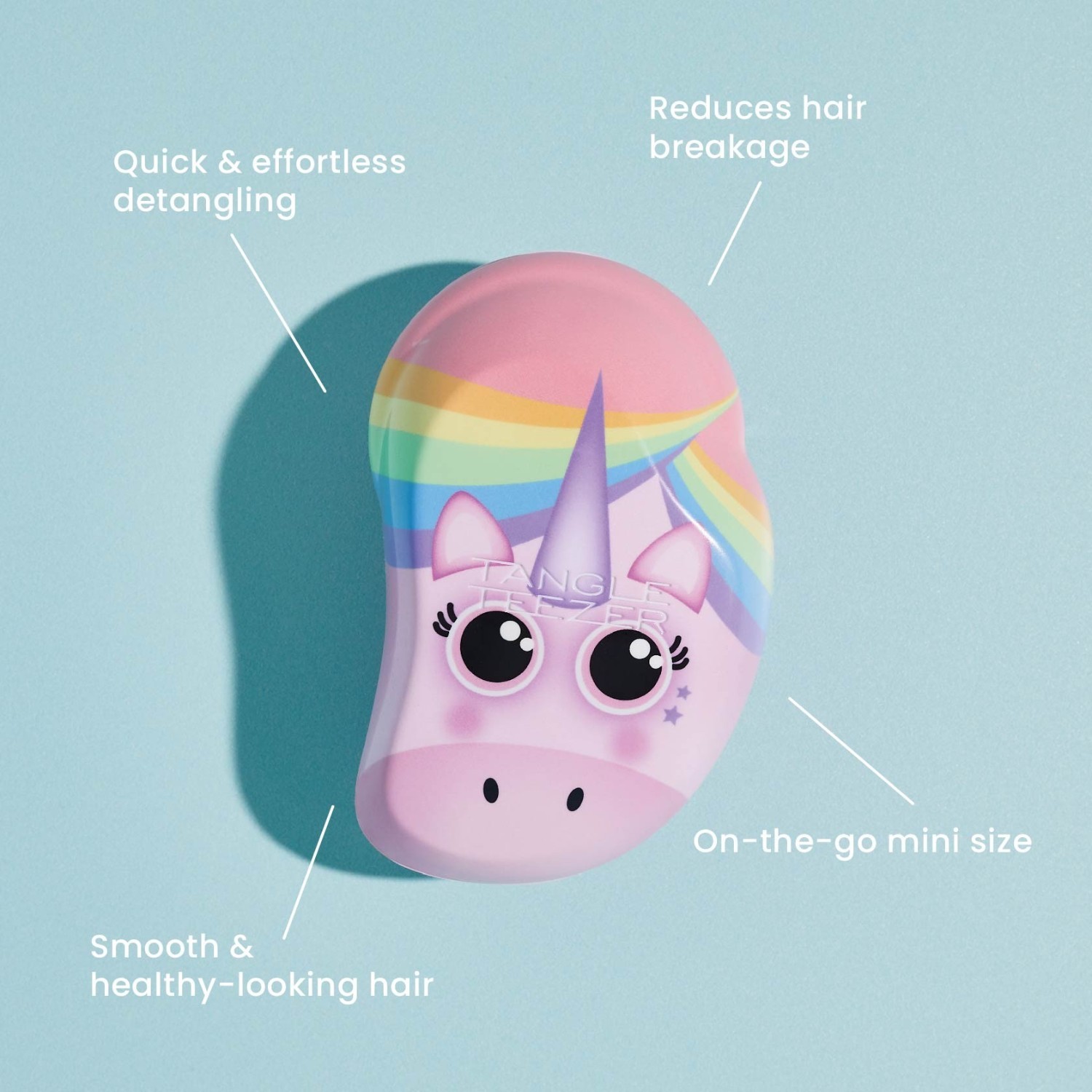 Tangle Teezer plakana un lāpstiņaina birste Mini Kids Tangle Teezer - oriģinālā Mini Kids Pink Unicorn - 1 gab.