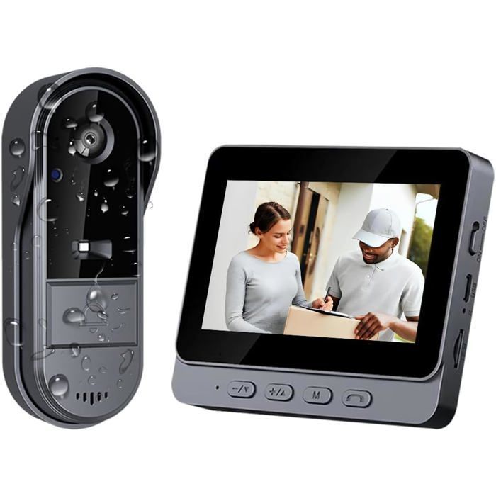 Timbre inalámbrico con cámara exterior impermeable 1080P, videoportero inalámbrico con pantalla de 4,3