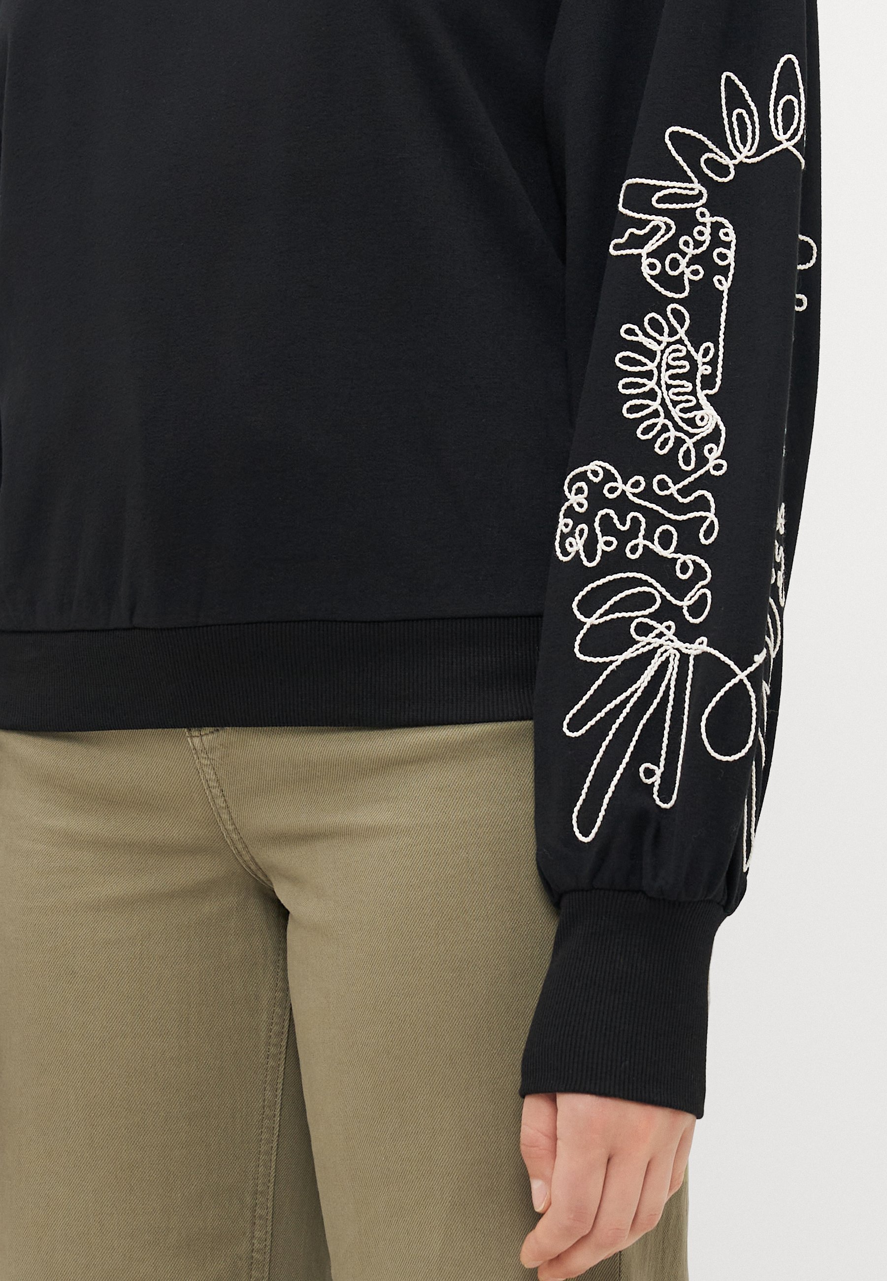 ONLY Tall ONLBROOKE O NECK DETAIL - Sweatshirt - schwarz/ecru