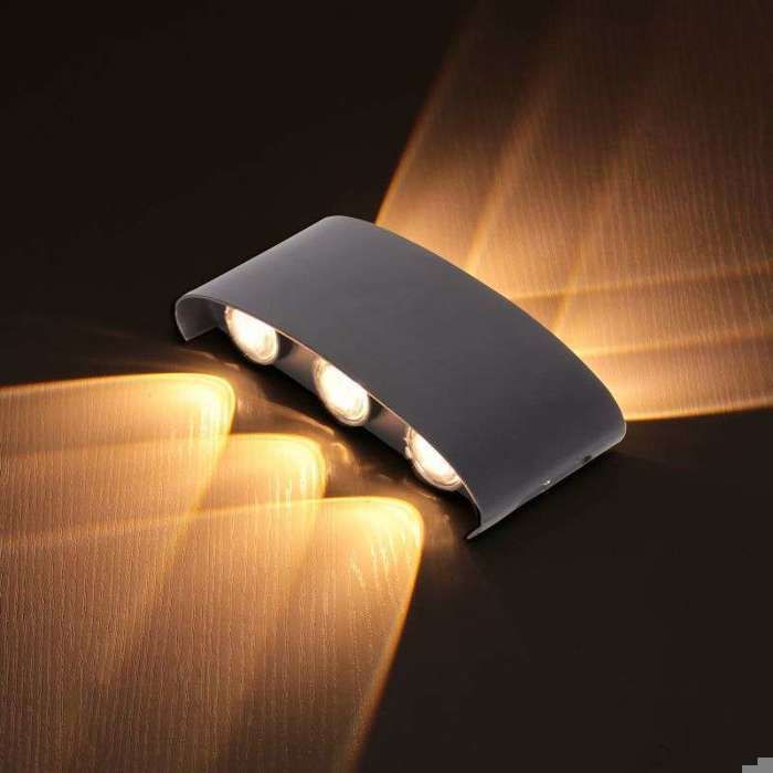Aplique LED de pared - SMOTOP - 6W - Aluminio negro - Luz blanca cálida con iluminación hacia arriba y hacia abajo.