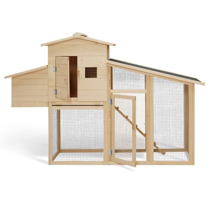 IDMARKET Poulailler COMFORT avec pondoir en bois