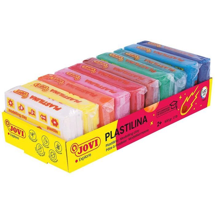Jovi Modelliermasse, verschiedene Farben, 50-g-Packung mit 10 Stück