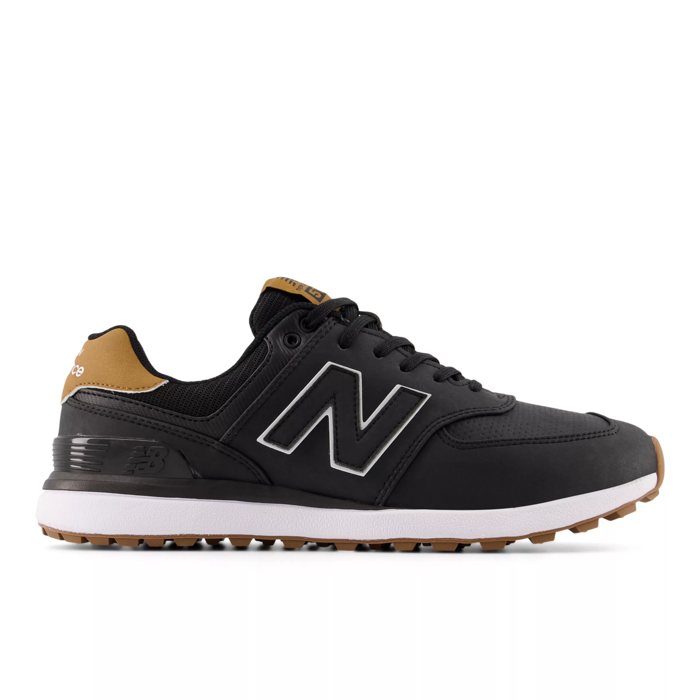 574 Greens v2 Golf Shoes Black with Gum