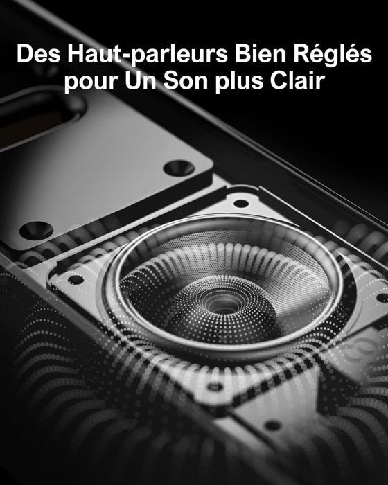 Ultimea Barre de son 2.2 canaux, Double caisson de basses intégré, Basses Profondes, Séparable 2 en 1, Arc / Optique / Aux
