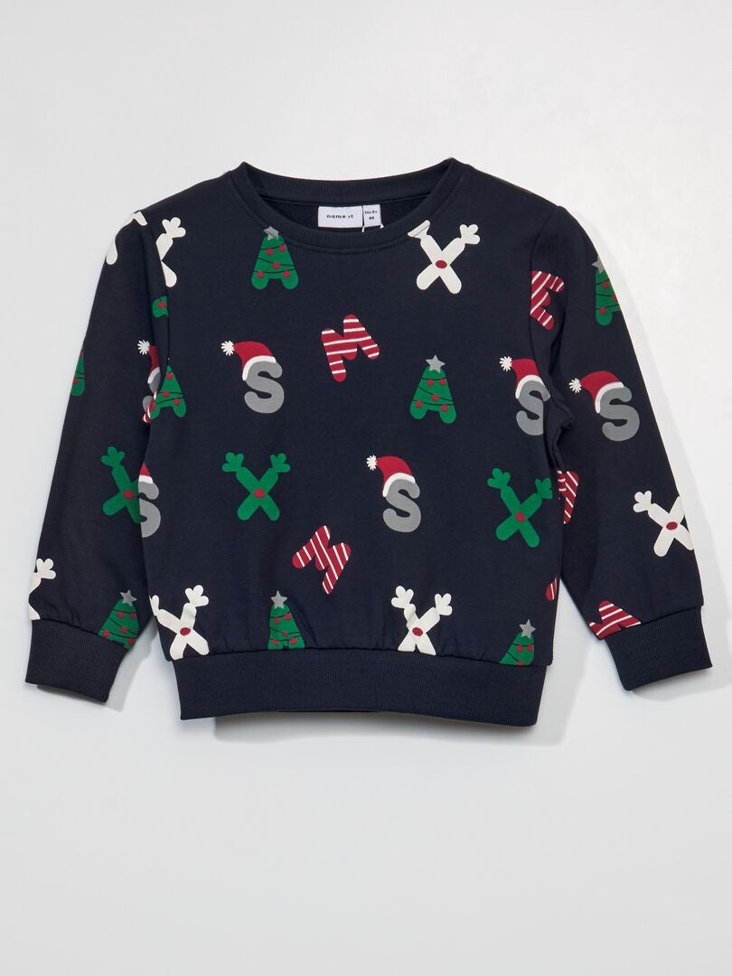 Sudadera con estampado navideño - AZUL