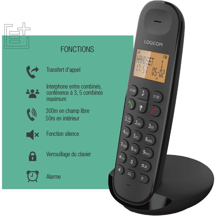 Telefono fisso FLEUVE - Iloa 150 - Telefono DECT - Senza segreteria telefonica - Monoutente - Nero