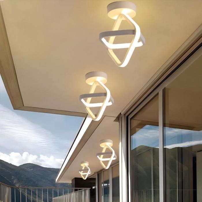WOTTES Plafonnier LED Moderne Luminaire - Design Forme Géométrique Blanc - pour Salon Salle de bain - Blanc Chaud - 1pcs Ø25*26CM