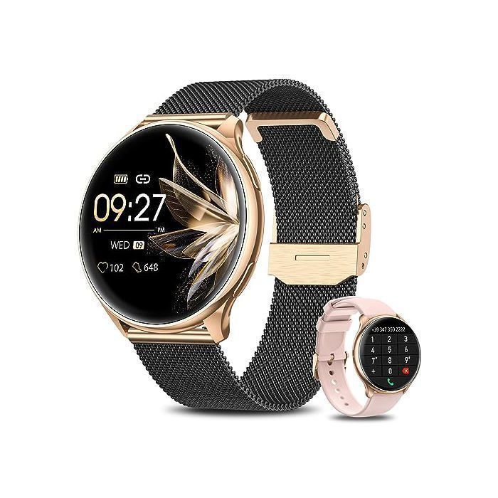 Elegante reloj inteligente para mujer: llamadas Bluetooth, monitorización de frecuencia cardíaca/presión arterial/SpO2, seguimiento del sueño, más de 100 deportes, resistencia al agua IP68, pantalla HD de 1,39″ – Tiducel®