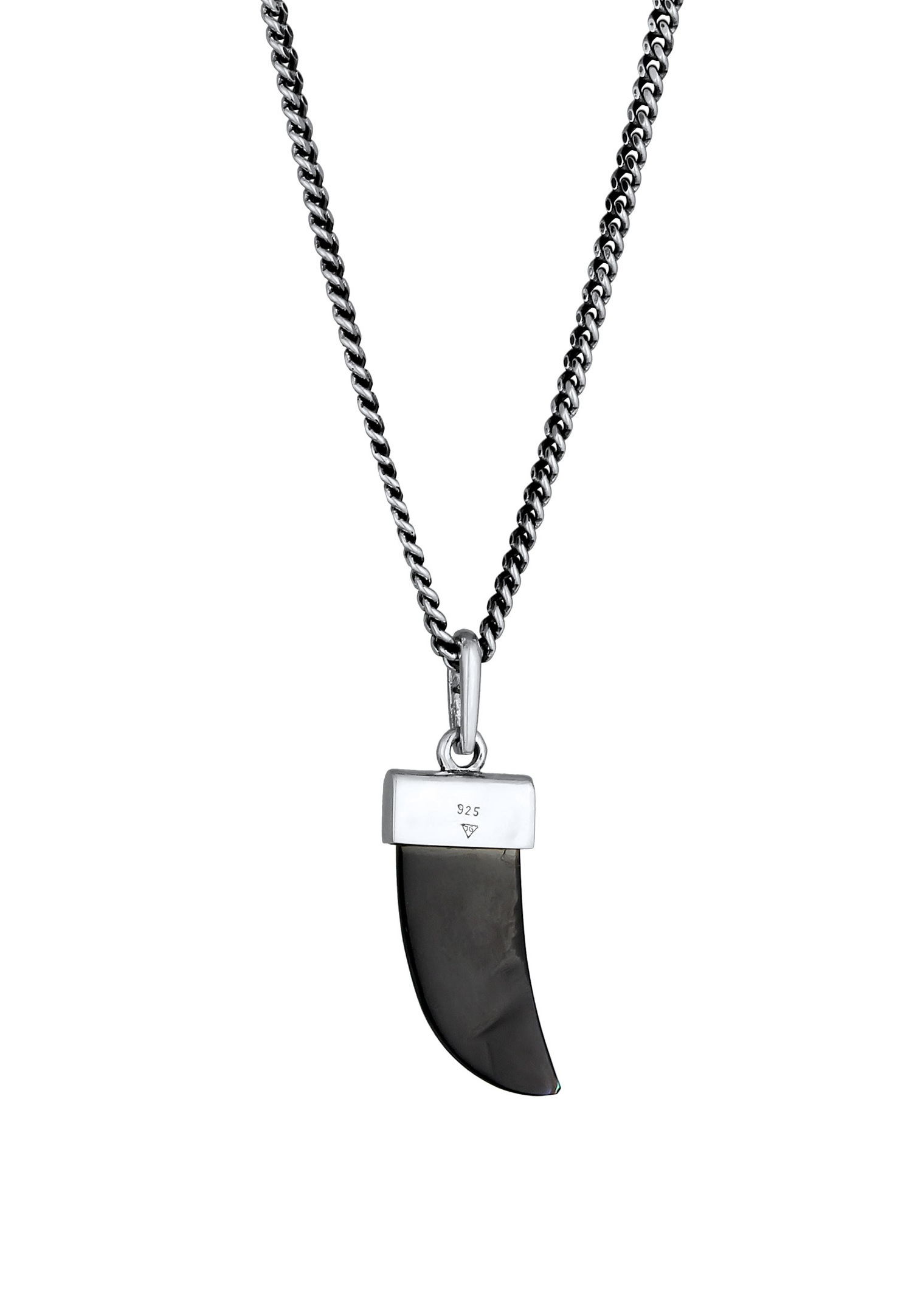 KUZZOI Pendentif Dent d'Homme en Ormeau avec Perles de Coquillage en Argent Sterling 925