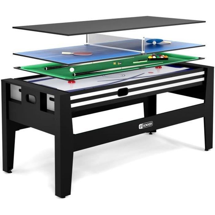 Tavolo da gioco multifunzione 4 in 1 GLADIATOR - SOKKER - Air Hockey, Biliardo, Ping Pong, Tavolo da gioco