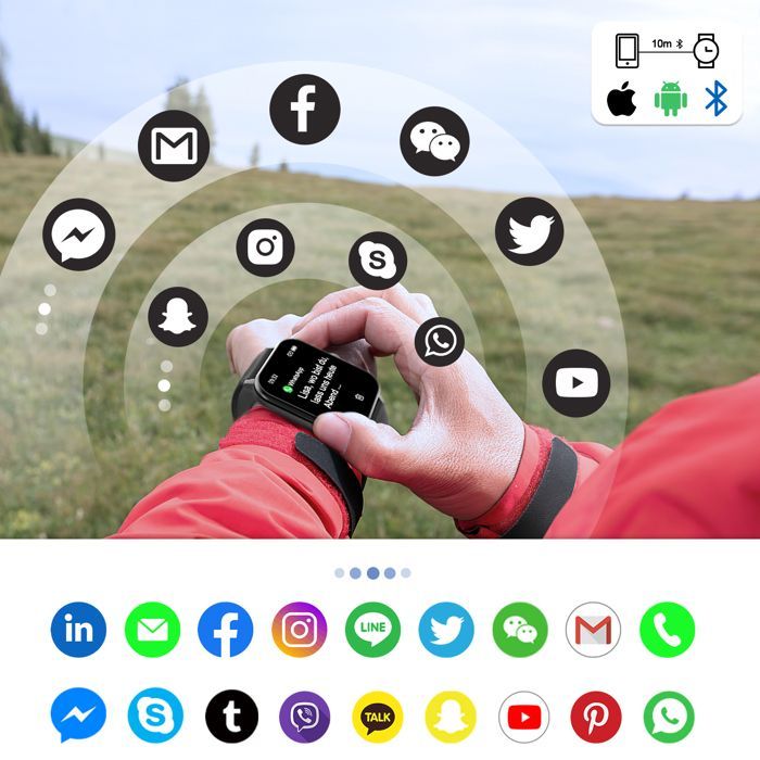 Bluetooth-Smartwatch für Herren mit 1,85-Zoll-HD-Display, wasserdicht, kompatibel mit iOS und Android, 2 Fitness-Tracker, Sportuhr mit Schrittzähler