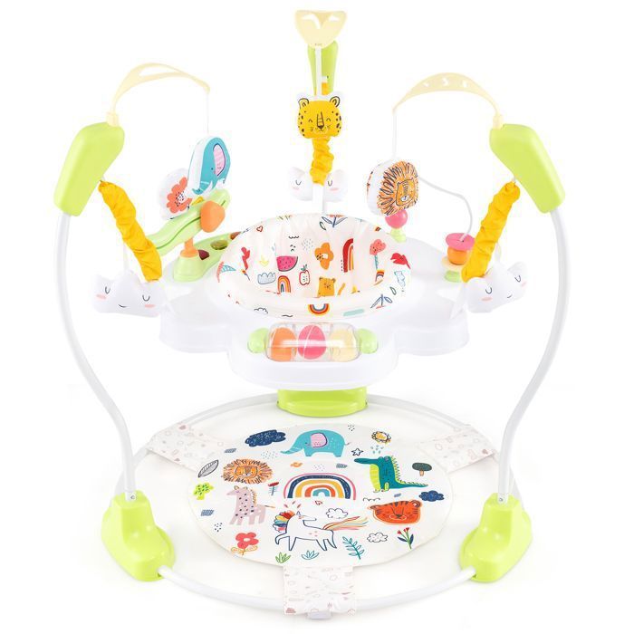 Andador musical para bebé COSTWAY Jumperoo - Altura ajustable - Juguetes interactivos - Caja de música con luces - Asiento giratorio 360° - A partir de 6 meses - Blanco