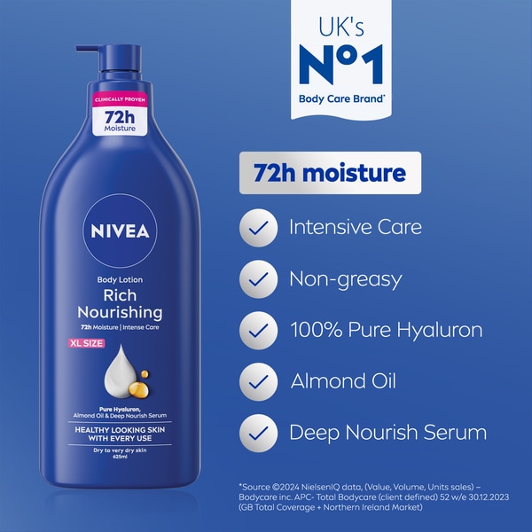 NIVEA Rich Výživné telové mlieko pre suchú pokožku 625 ml