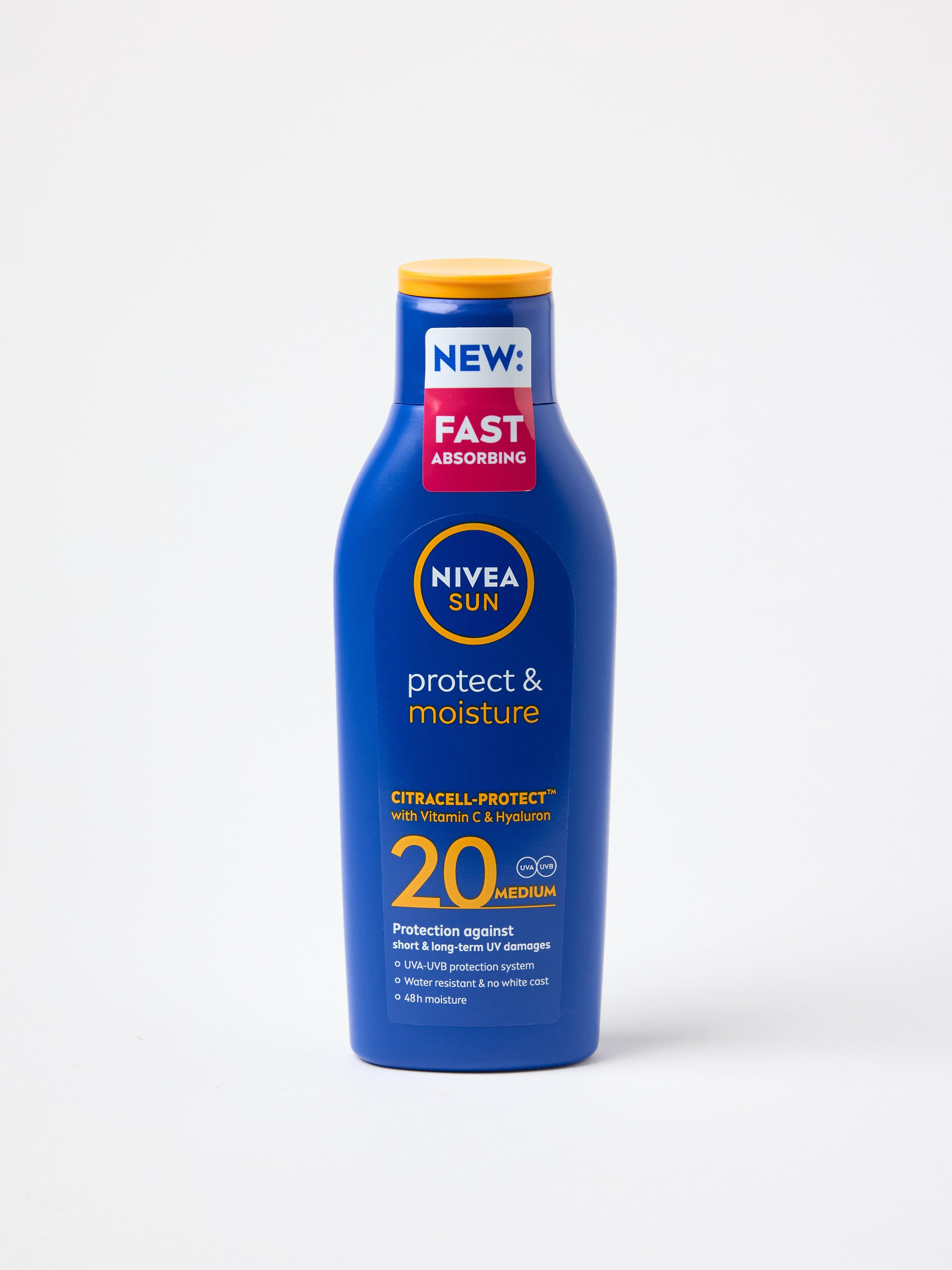 NIVEA Protect & Moisture Solkrem SPF20 Uten farge