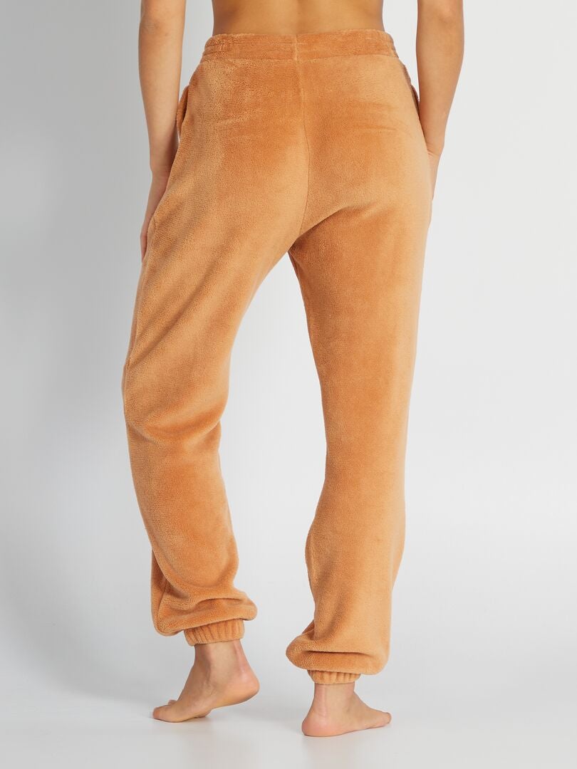 Pantalones de pijama de felpa - MARRÓN