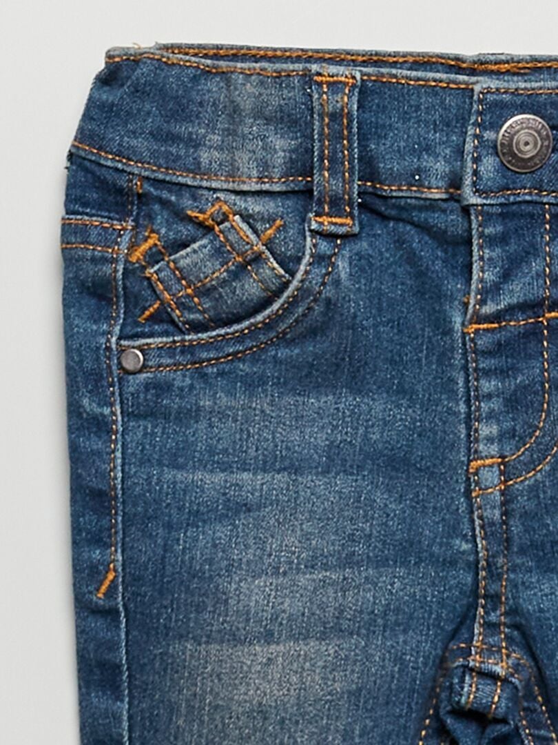 Calça jeans slim fit com elastano e cintura ajustável - AZUL
