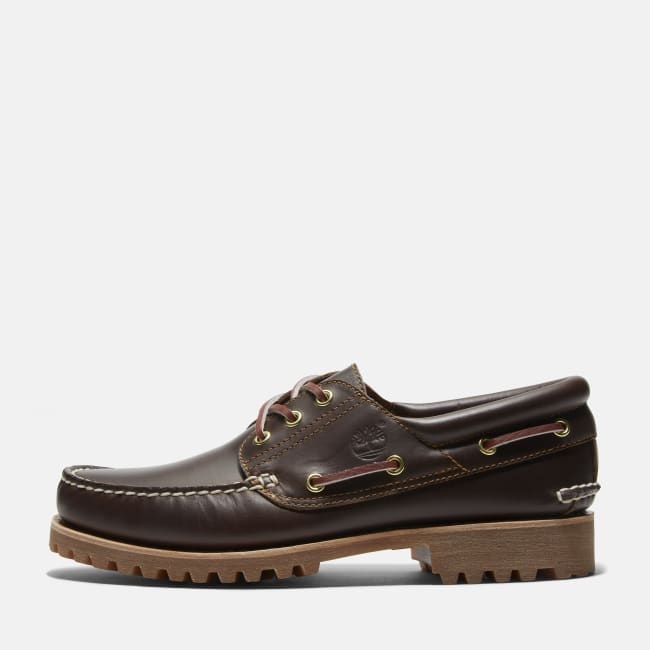 Scarpa da Barca 3-Eye Lug Handsewn da Uomo in                marrone