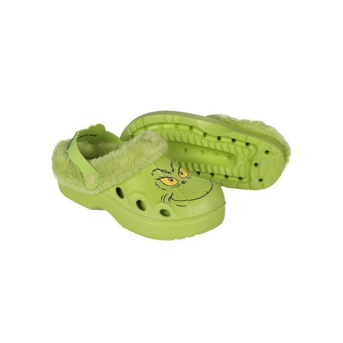 Grinch Tongs vertes ISOLÉES, sabots DE NOËL avec fourrure pour adultes, CHAUDES pour l'hiver 36 EU
