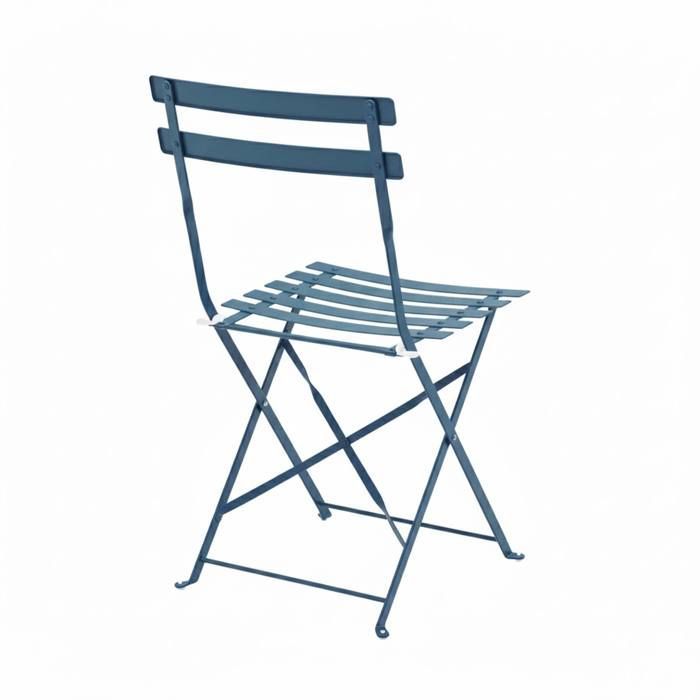 Tavolo da giardino e 2 sedie in acciaio, 60 cm, blu Pacifico - Oviala