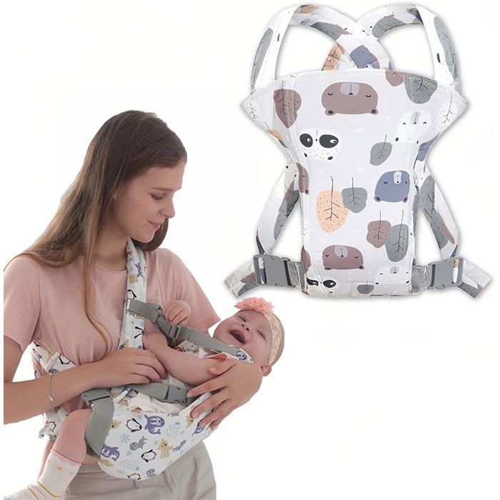 Marsupio ergonomico, marsupio anteriore e posteriore, marsupio per neonati, regolabile, per escursionismo, leggero, in cotone ed etichetta