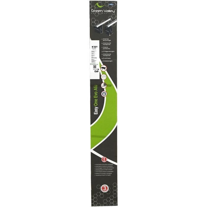 Juego de 2 barras de techo - GREEN VALLEY - Easy One No. 21 - Aluminio - Montaje estándar en techo - Hasta 75 kg