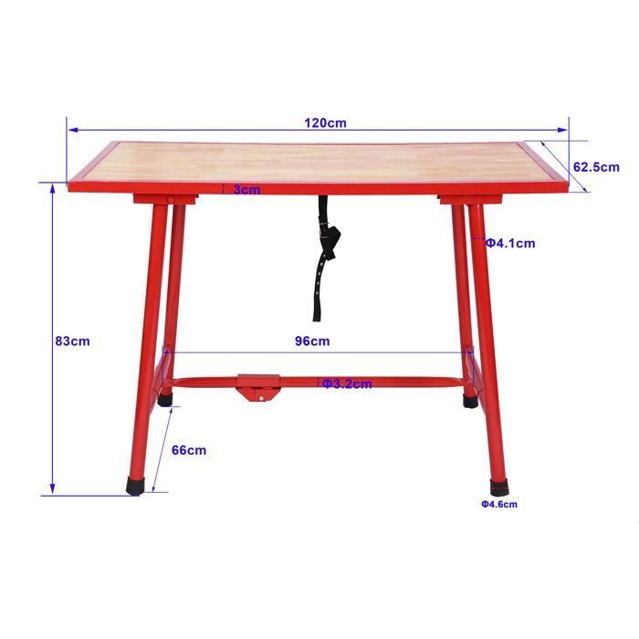 Établi pliable Table d’atelier Pliante Surface de montage 120x62,5 cm Table de travail Bois