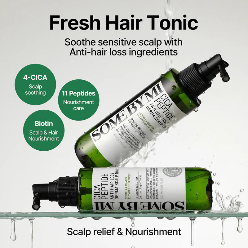 Hydratačné a vyživujúce tonikum Some By Mi Cica Peptide Derma Scalp Tonic proti vypadávaniu vlasov