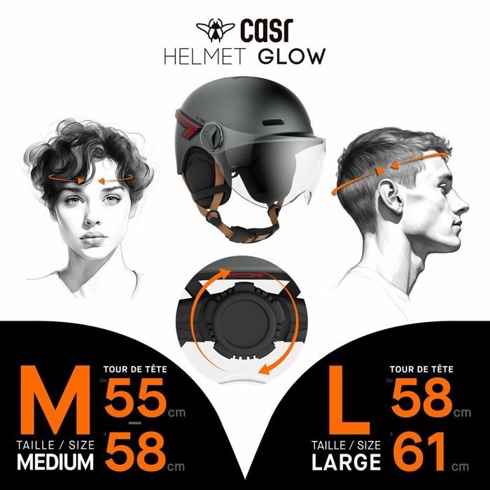 Casque vélo Casr GLOW AVEC LED ET VISIERE GRIS ANTHRACITE – M