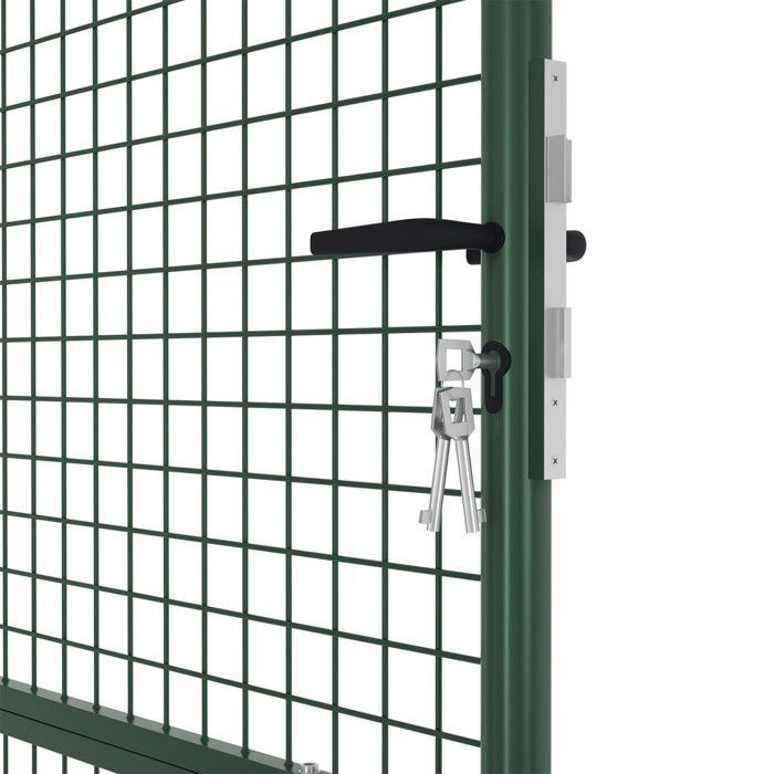 IDMARKET Portillon de jardin 105 x 175 cm en acier avec serrure et poignée vert