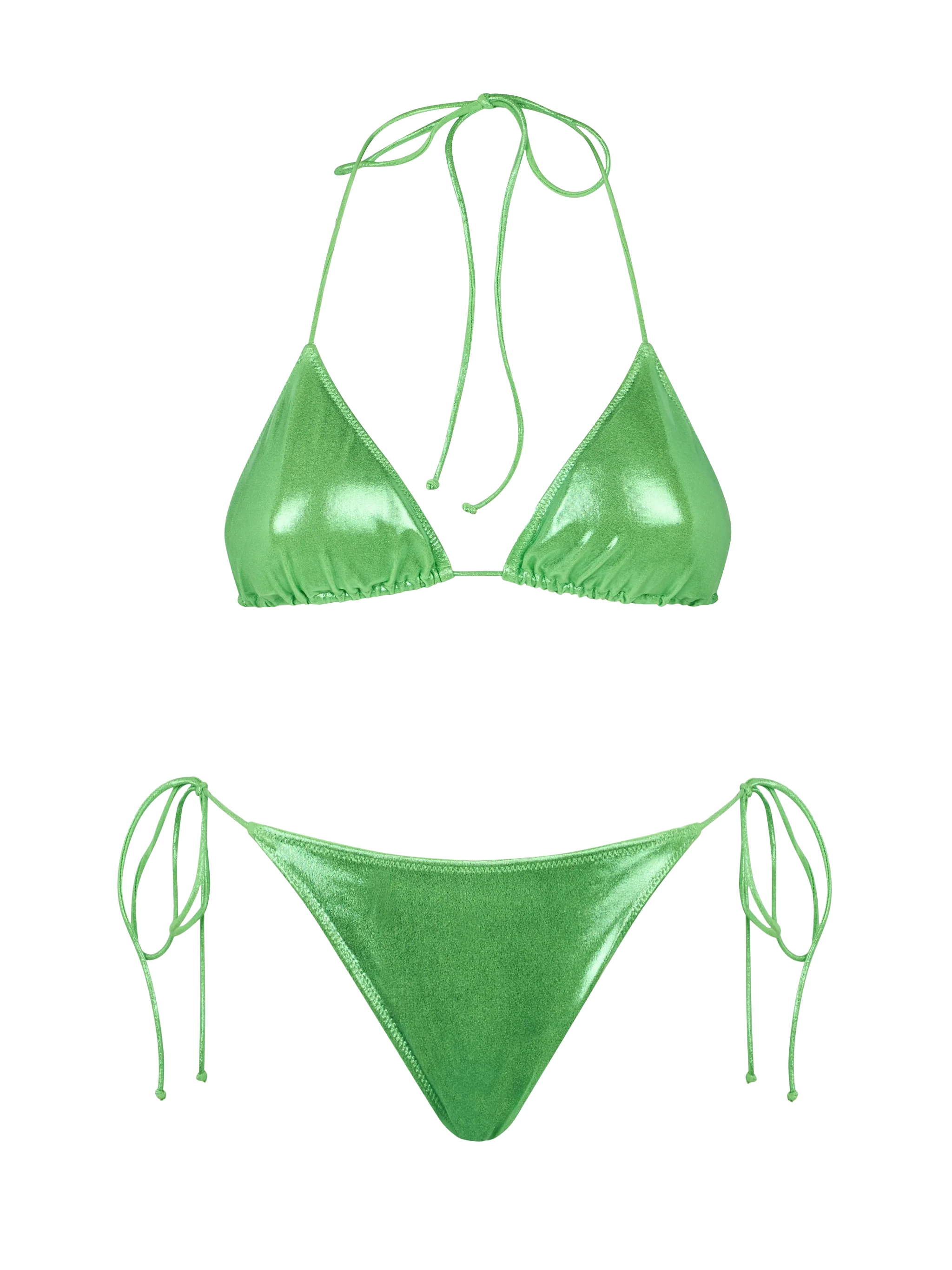 Groene folie driehoekige bikini voor dames