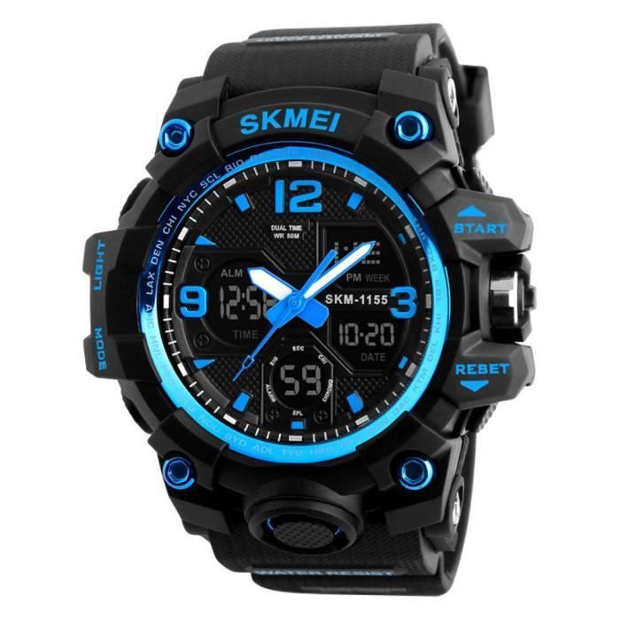 Luxury Brand Men's Sport Watch with LED Digital Blue Waterproof Superb