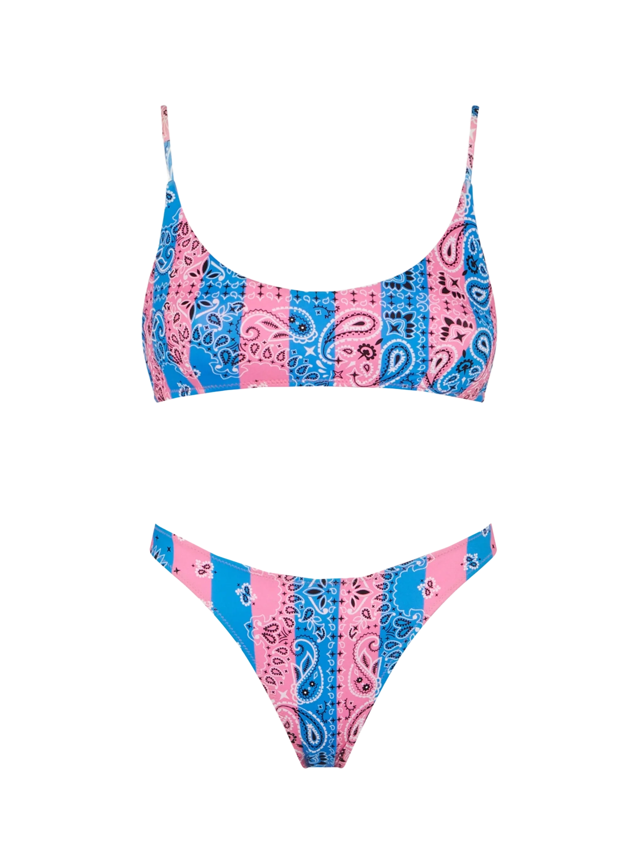 Bikini da donna a bralette con stampa bandana a righe