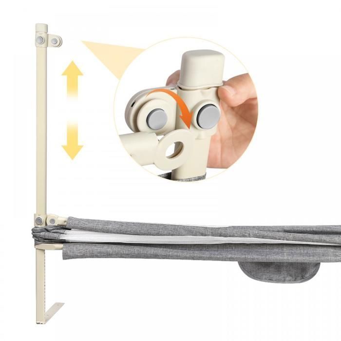 Barandilla de seguridad para cuna - MIPAN - Barrera de seguridad para cama infantil - Altura ajustable - 195 cm - Gris