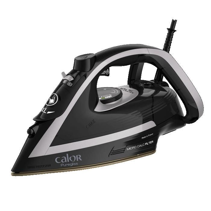 CALOR,  Fer à repasser vapeur PUREGLISS, 3000 W, débit vapeur 50g/min, Fonction pressing 280 g/min, Noir,  FV8062C0