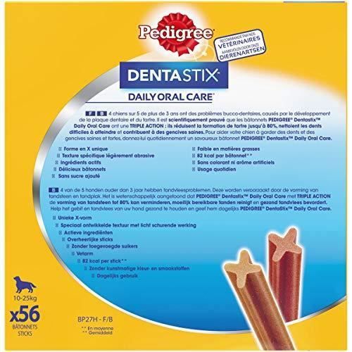 Friandises dentaires - PEDIGREE - Dentastix - 56 Bâtonnets - Hygiène Bucco-Dentaire - Moyen Chien
