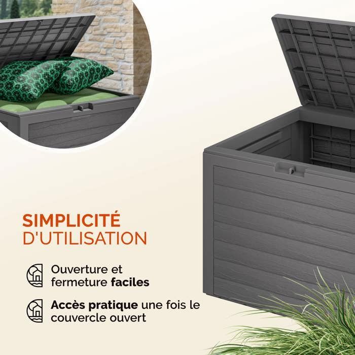 Caja de almacenamiento para jardín Casaria® de 190 L, color gris - Caja de almacenamiento impermeable - Baúl con asas laterales para balcón.