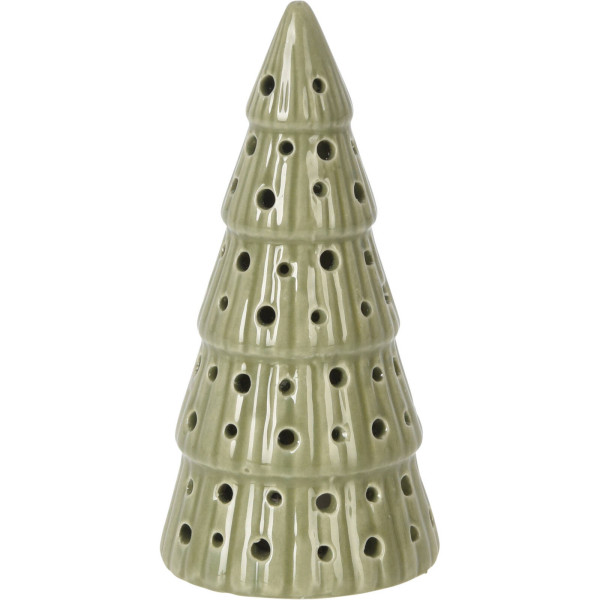 Porcelanowa choinka z oświetleniem LED, kropki, 14 cm