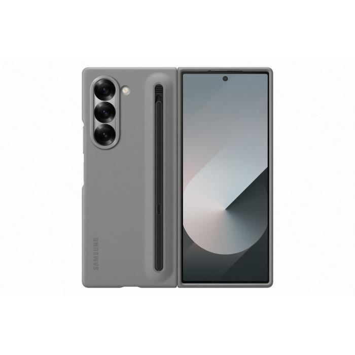 Capa e estojo cinza para Samsung Galaxy Z Fold 6 com S Pen integrada