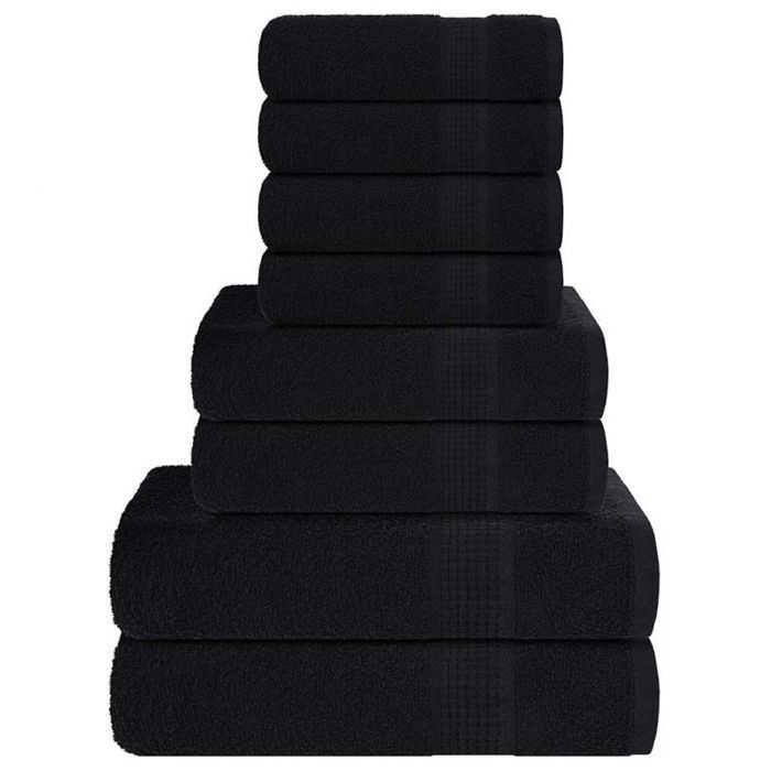 VIDAXL Towel set 8 pcs FROGN 100% cotton 360 g/m² black (70x140, 50x100, 30x50)