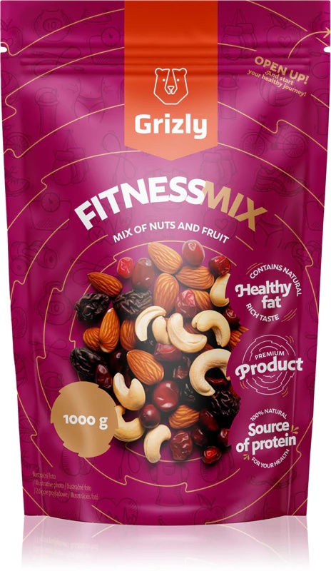 „Grizly Fitness Mix“ riešutų ir džiovintų vaisių mišinys