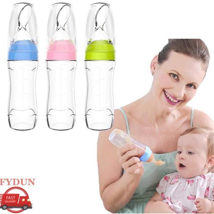 FYDUN Silicone Feeding Bottle, Compressed Silicone Baby Bottle, Blue