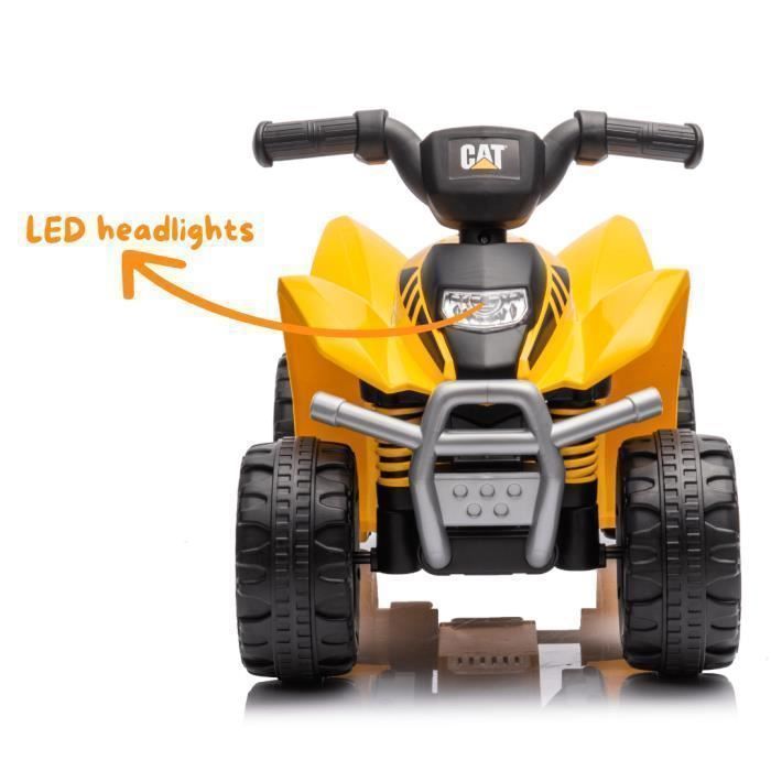 Quad elettrico CATERPILLAR 6V - Giallo - Età 1-3 anni - Prodotto con licenza ufficiale CAT - Luci a LED - 25 kg