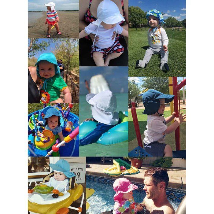 Sombrero de sol FUNMOON para niños de 0 a 5 años, con orejeras, protección UV para la playa y exteriores, con solapa - 688131