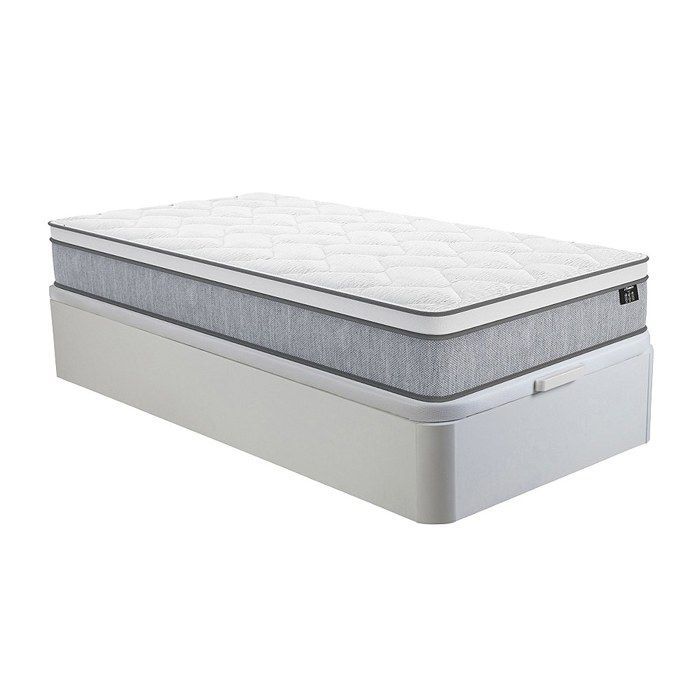 Base letto contenitore bianca 90 x 190 cm + materasso a molle insacchettate spesso 22 cm - SERENITE di YSMÉE