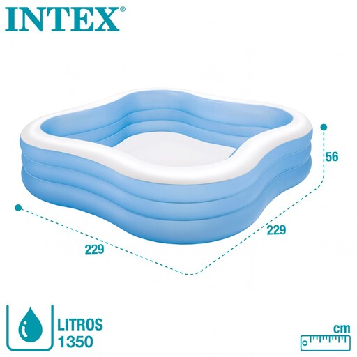 Piscine gonflable carrée Intex 229 x 229 x 56 cm - 1 250 litres